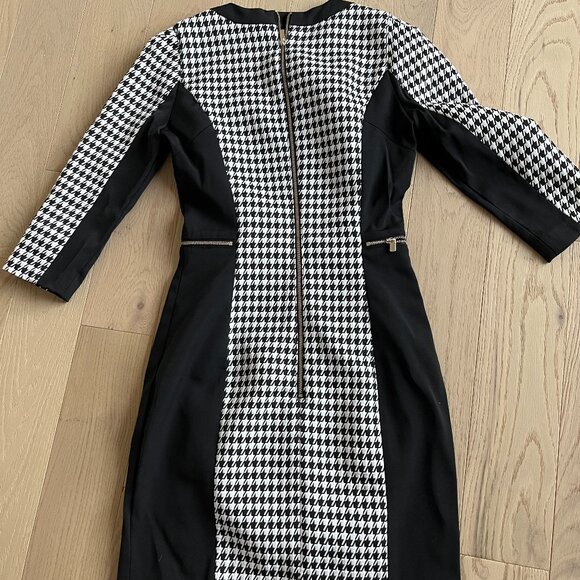 H&M HM Dress Sheath Bodycon Dress Houndstooth Pattern - Picture 4 of 5